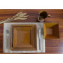 16 Piece Square Beaded Stoneware Dinnerware set, Service for 4