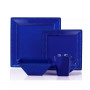 16 Piece Square Beaded Stoneware Dinnerware set, Service for 4