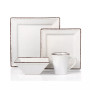 16 Piece Square Beaded Stoneware Dinnerware set, Service for 4