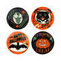 Scaredy Cat Canape Plates, Set of 4
