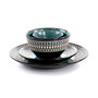 Sage 16 Piece Double Bowl Stoneware Dinnerware Set, Service for 4