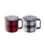 Stackable Plaid Insulated Coffee Mugs, Set of 2