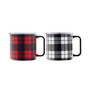 Stackable Plaid Insulated Coffee Mugs, Set of 2
