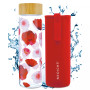 Venice Glass Water Bottle with Bamboo Lid and Protective Sleeve, 22.6 fl oz Capacity