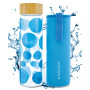 Venice Glass Water Bottle with Bamboo Lid and Protective Sleeve, 22.6 fl oz Capacity