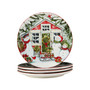 Snowman's Farmhouse 4 Piece Dinner Plate Set