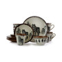 Majestic Wolf 16 Piece Luxurious Stoneware Dinnerware Set