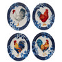 Indigo Rooster Set of 4 Dinner Plate