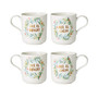 French Perle Berry Holiday Mug Set, 4 Piece