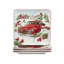 Red Truck Snowman 4 Piece Dinner Plate Set