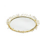 Decorative Round Mirror Tray with Design Border, 16.5" x 3"
