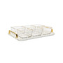 6-Piece Trimmed Glass Bowl on Serving Dish Tray Set