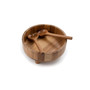 Footed Wood Bowl with Salad Servers, Set of 3