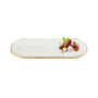 Hand Decorated Gold Leaf Edge Oval Mouth Blown Glass 18X6.5" Platter
