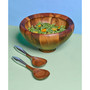 Nambe Yaro 3 Piece Wood Salad Bowl with Servers