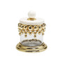Small Hammered Glass Canisters with Design and Marble Lid