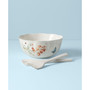 Butterfly Meadow Salad Bowl with Wooden Servers