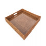 Square Serving Ottoman Tray with Glass Insert