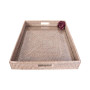 Square Serving Ottoman Tray with Glass Insert