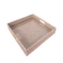 Square Serving Ottoman Tray with Glass Insert