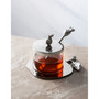 Nickel and Glass Honey Dish with Apple Shaped Tray