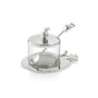 Nickel and Glass Honey Dish with Apple Shaped Tray