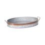 Galvanized Metal Oval Rustic Serving Tray with Handles