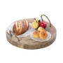 Wood Round Serving Platter Board with Rope Handles