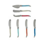Laguiole Coral and Turquoise Cheese Knife and Spreader Set, 7 Piece