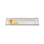 Silver Edge Rectangular Hand Painted Mouth Blown Glass 18 x 6.5" Serving Platter or Tray