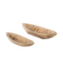 Wood Carved Boat Shaped Bowl Basket Rustic Display Tray, Set of 2