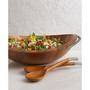 Nambe Braid 20" 3 piece Wood Salad Bowl with Servers