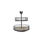 2-Tier Wood Metal Round Trays with Rooster Top