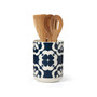 Elegant Geo Utensil Crock with Wood Utensils Set