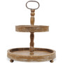 Round Decorative Wood 2-Tier Tray