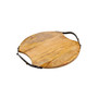 Round Wood Handeled Tray