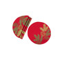 Christmas Pine Tree Branches Embroidered Double Layer Round Placemat - Set of 4