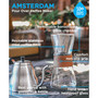 Amsterdam Pour Over Coffee Maker with Double Layer Permanent Stainless Steel Coffee Filter, 28.7 fl oz Capacity