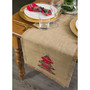 Embroidered Tree Burlap Table Runner