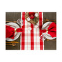Red Tinsel Plaid Fringed Table Runner
