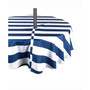 Nautical Blue Cabana Stripe Outdoor Table cloth with Zipper 52" Round