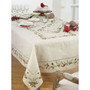 Christmas Table Runner with Embroidered Pinecone and Holly Design