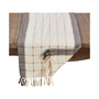 Woven Windowpane and Tassel Design Cotton Table Runner