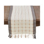 Woven Windowpane and Tassel Design Cotton Table Runner