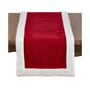 Cotton Red Christmas Runner with Sherpa Edges