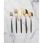 Gaze Two Tone Black-Gold Satin 20 Piece Flatware Set, Service For 4