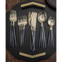 Gaze Two Tone Black-Gold Satin 20 Piece Flatware Set, Service For 4
