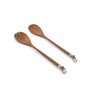 Teak Wood and Solid Pewter "Elk Head" Accents Salad Server Set