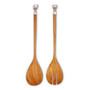 Teak Wood and Solid Pewter "Elk Head" Accents Salad Server Set