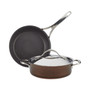 Nouvelle Copper Luxe Hard-Anodized Nonstick Cookware Set, 3-Piece, Sable